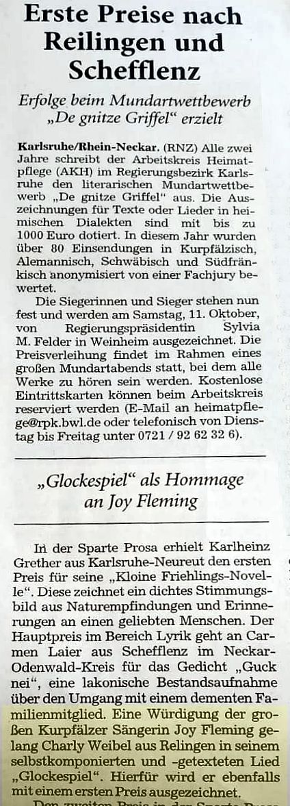 Charly Weibel 1. Platz beim Gnitze Griffel 2025
